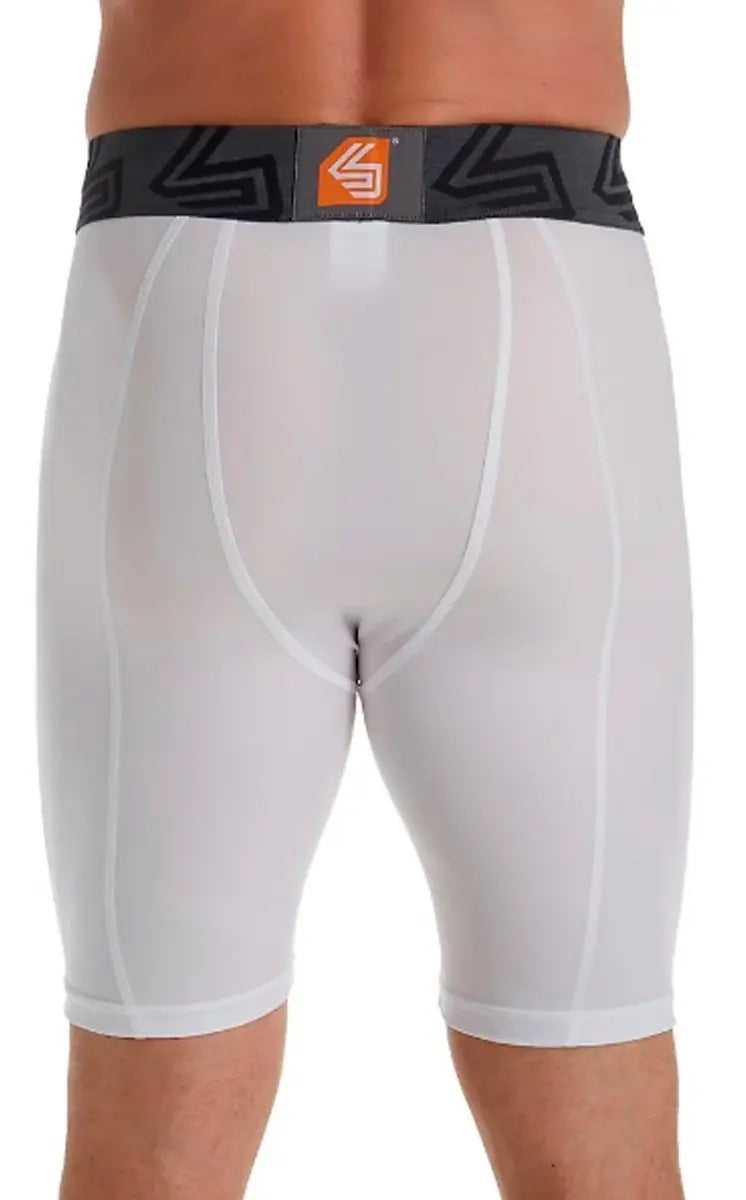 Short Blanco ShockD De Compresión Con Bolsillo Para Concha